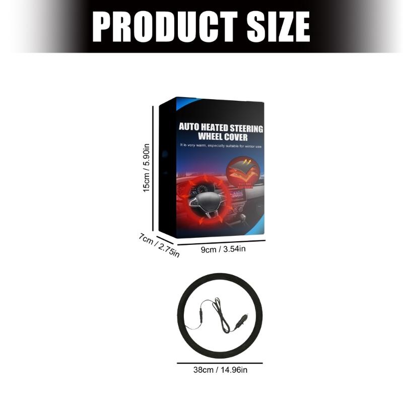 Quick Heated Steering Wheel Cover Rapid Heating Up Thermal Protection Universal for 14.5-15.5" Diameter Automobile