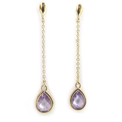 [M6186] - Lavender 'Linda' Gold Plated Earrings