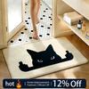Soft Absorbent Non-Slip Rug Cool Black Cat Line Floor Mat Home Decor Doormat Bedroom Floor Mat Shower Carpet
