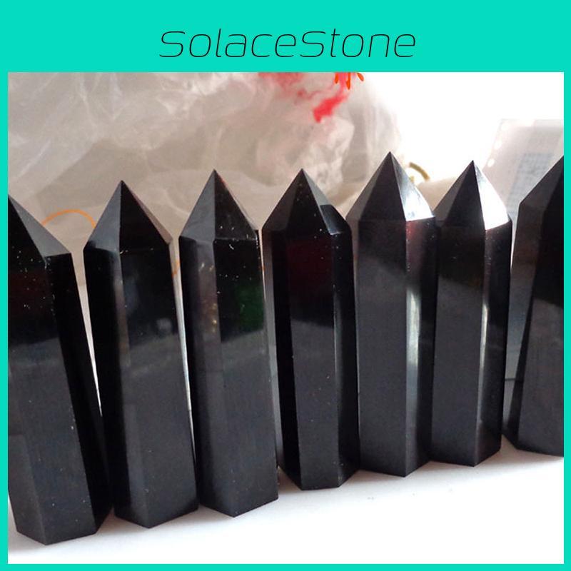 Obsidian 100 Natural Black Quartz Crystal Stone Point Healing Wand Hexagonal