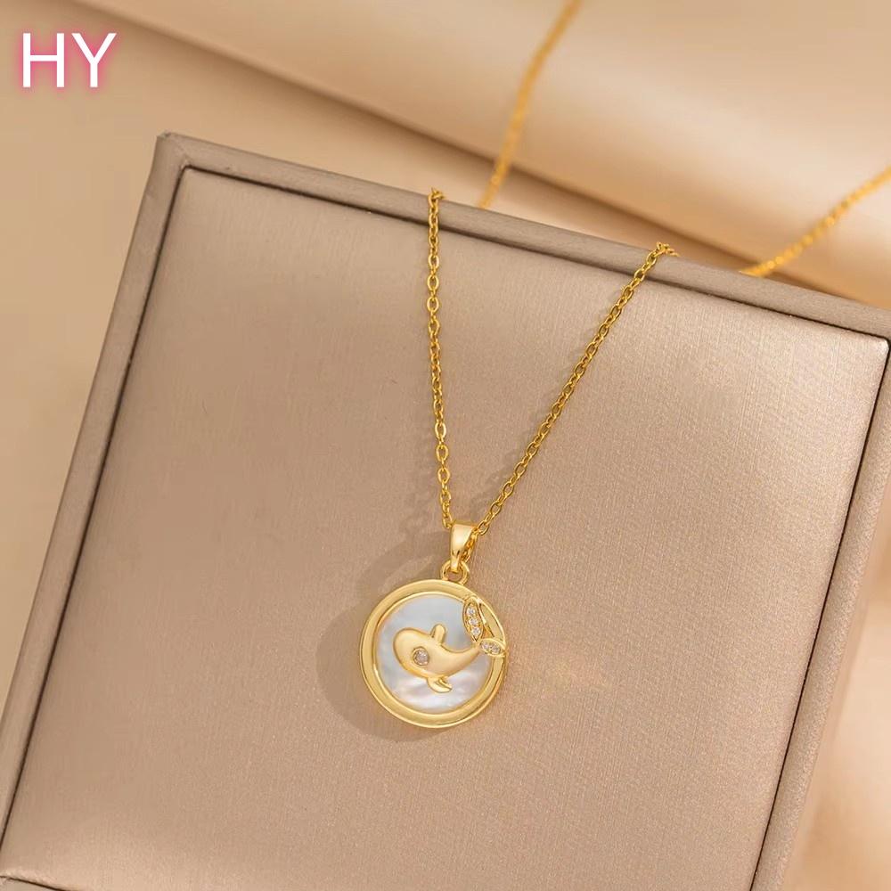 HY High Quality Stainless Steel 18k Gol  Pendant Necklace Earring Wedding Luxury Fashion Jewelry Sets 40+5cm золотой