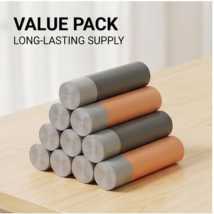 Thick Tear-free Drawstring Trash Bags,6 Rolls Per Pack for Drawer Storage & Household Kitchen Food Waste Daily Cleaning