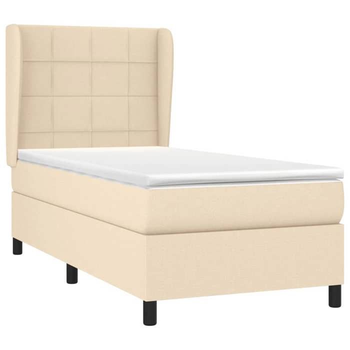 3127930 vidaXL Divan Bed and Mattress Cream 90x190 Cm Fabric