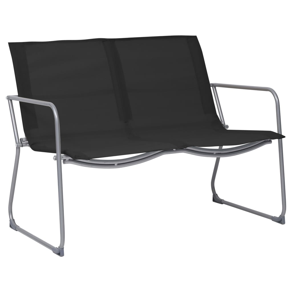 4 Piece Garden Lounge Set Fabric and Steel Black