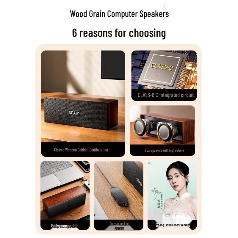 Suo Ai SD-88 Retro Wired USB Desktop Speaker
