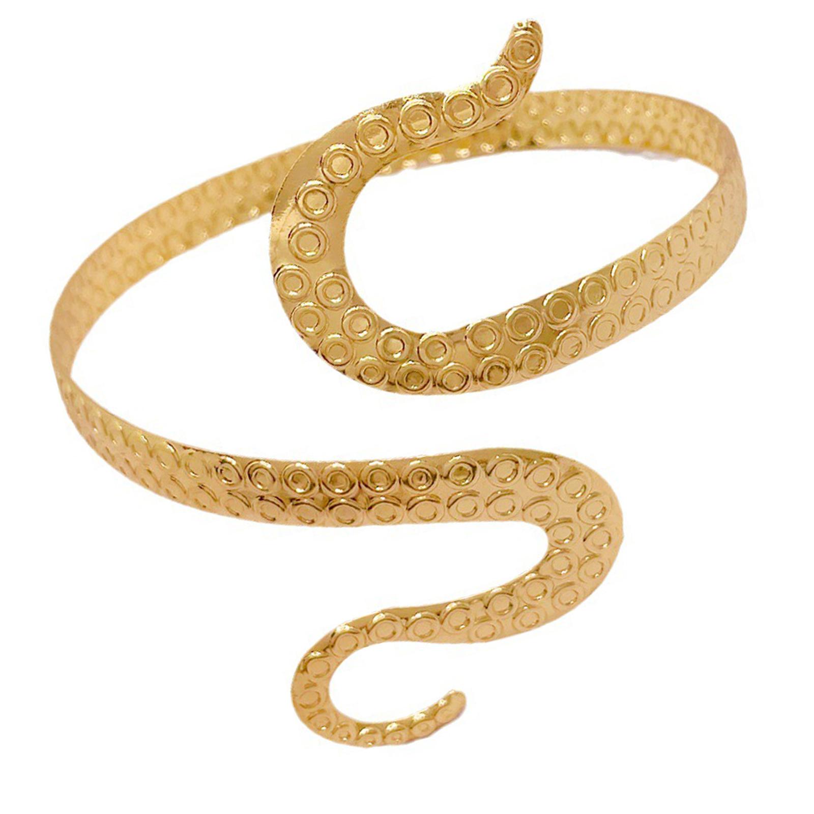 

Элегантный браслет на руку Винтажный браслет-манжета на предплечье в виде свернувшейся змеи Подарки для девушки Украшение для руки золотой