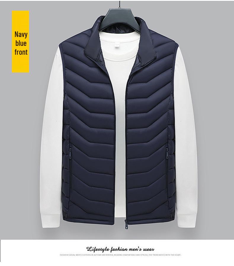 

Мужской приталенный жилет из пухового хлопка, короткая куртка без рукавов, новая модель 2025 года на осень/зиму. 4XL темно-синий
