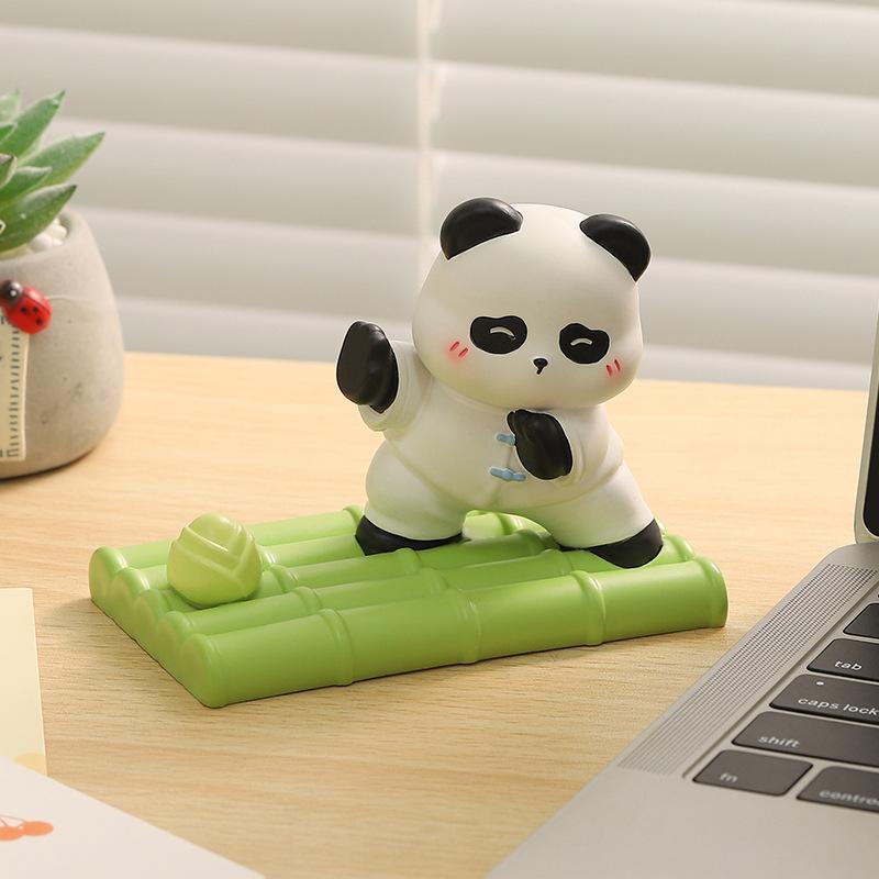Creative Panda Resin Phone Stand Cartoon Desktop Portable Tablet Stand Home Cute Fun Ornament Gift Cartoon Panda Ornament