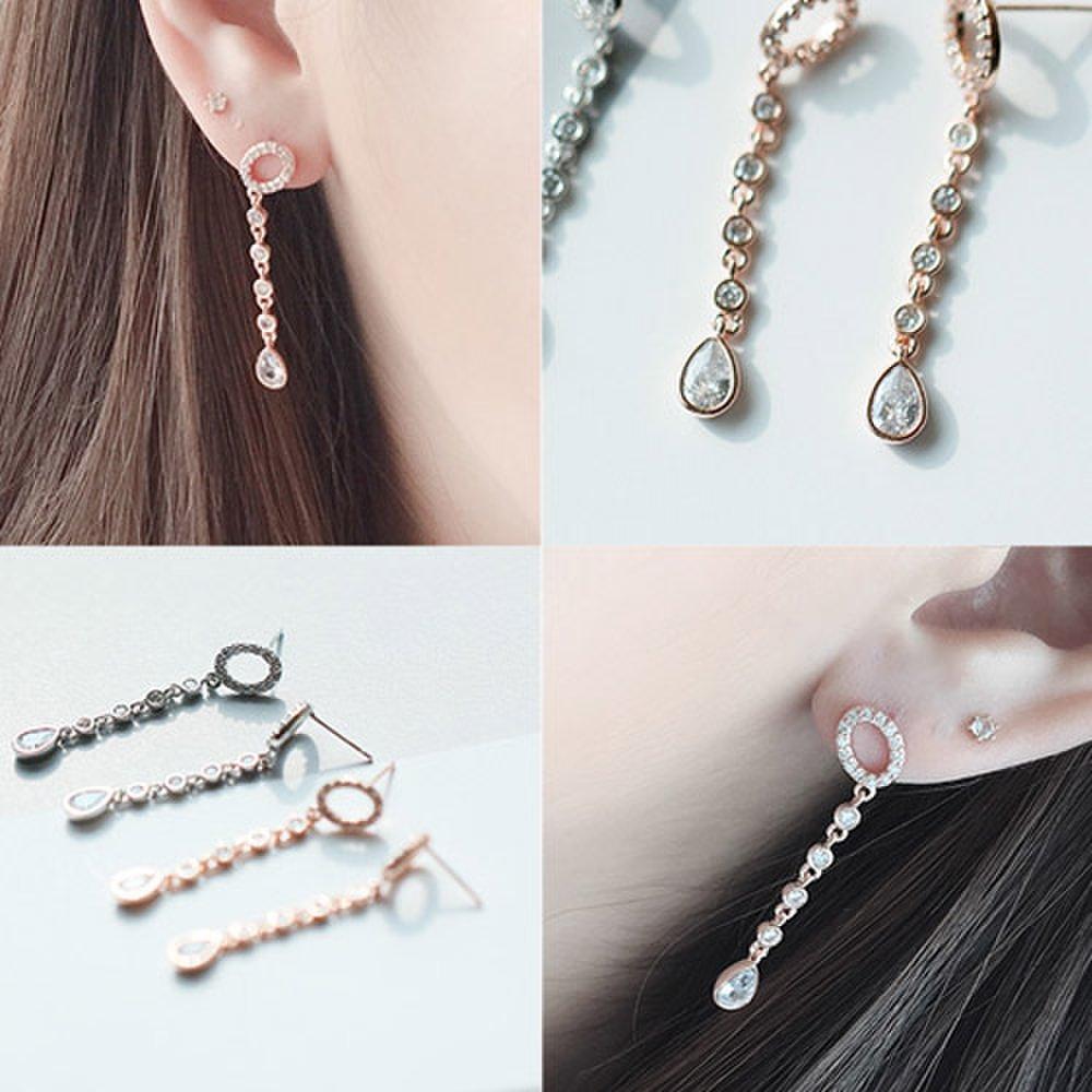[Aslit] Zenith Round Chain Cubic Drop Earrings