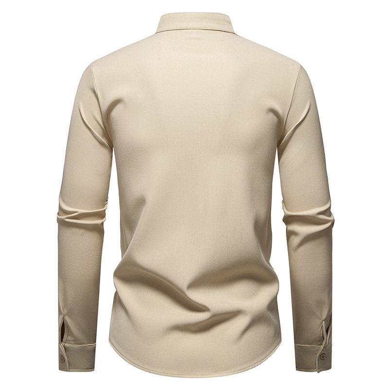 Autumn New Fashion Design Men's Long Sleeve Shirt Men High Quality Luxury Stand Collar Shirts Male Casual Social Wedding Party