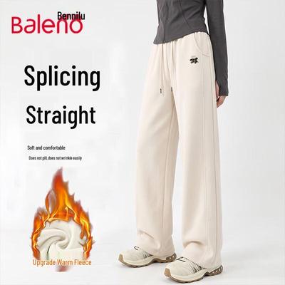 Baleno Women's High-Waisted Thermal Straight-Leg Casual Pants