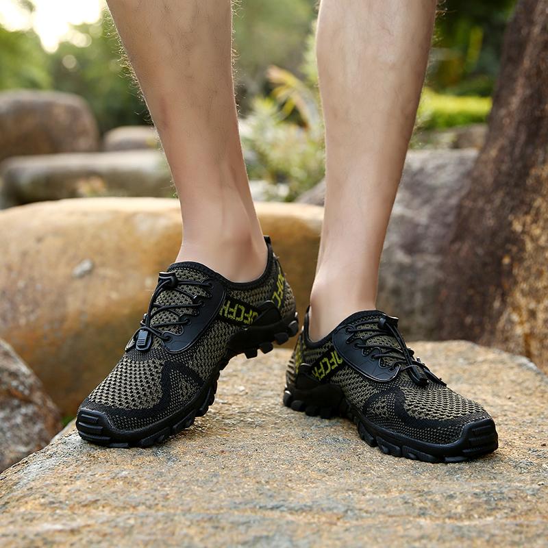 Men Casual Sneaker Summer Mesh Beach Outdoor Flat Bottomed Sports Comfortable Soft Sole Fashion River Tracing Casual Shoes