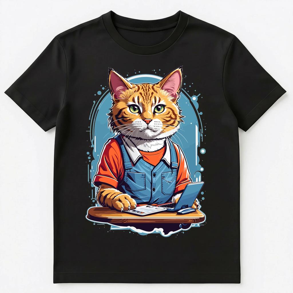 Funny Cashier Worker Cat Graphic Design Unisex T-Shirt