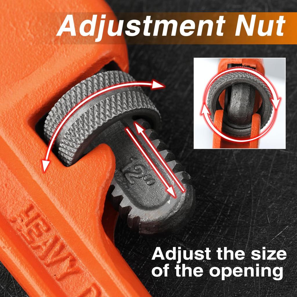 LEONTOOL Aluminum Pipe 315mm 51mm Maximum Forged for and Automotive Repair Heavy-Duty Wrench, Long, Opening, Jaws, Plumbing, Water,