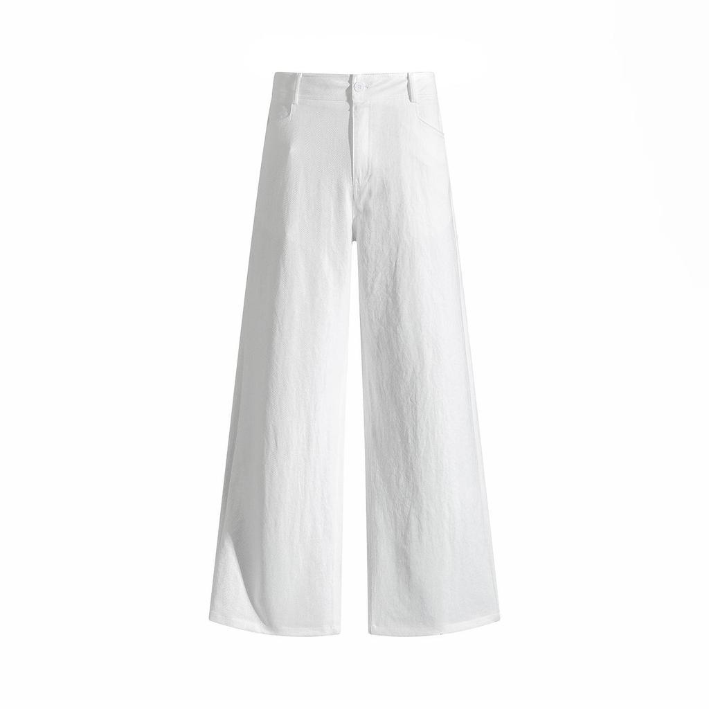 2026 Spring Slim-Fit American Style High-End Floor-Length Suit Pants - Black & White, Mid-Low Waist, Non-Clingy, Slimming Design