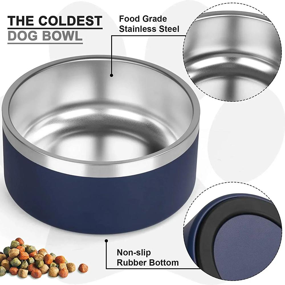 Custom Stainless Steel Dog Cat Bowl Double Vacuum Feeding Pet Bowl Large Capacity Dog Food Water Bowl Dog Accessories Puppy