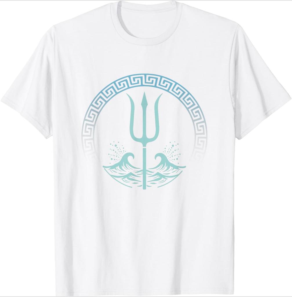 Poseidon Greek God Symbol design100 cotton summer casual Oneck short sleeve printed mens Tshirt