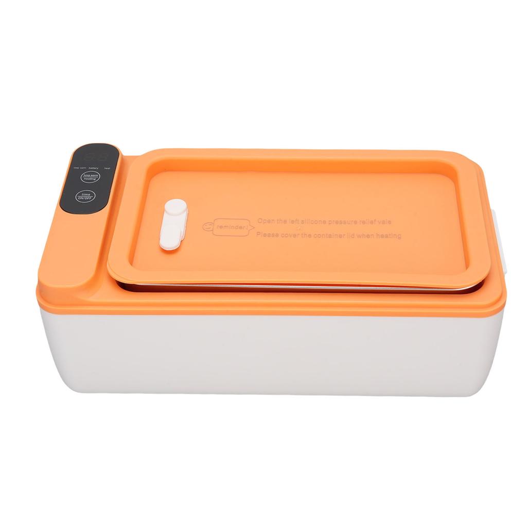 Trådløs elektrisk matboks 40W Oppvarmet matboks 1L 304 Rustfritt stål Bærbar matvarmer Batteridrevet for reise