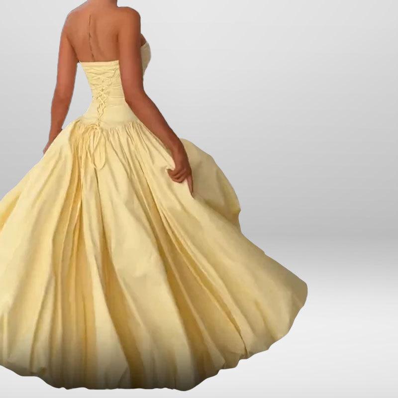 New Summer Women's Strapless Lace-up Strapless Lace-up Solid Color Temperament Fashionable Dress Outfit Gown