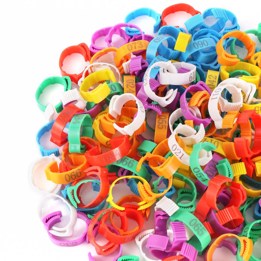 100Pcs/Color Adjustable Chicken Foot Rings Inner Diameter Size 2~2.4cm Chicken Poultry Flexible Retractable Foot Rings 8 Colors