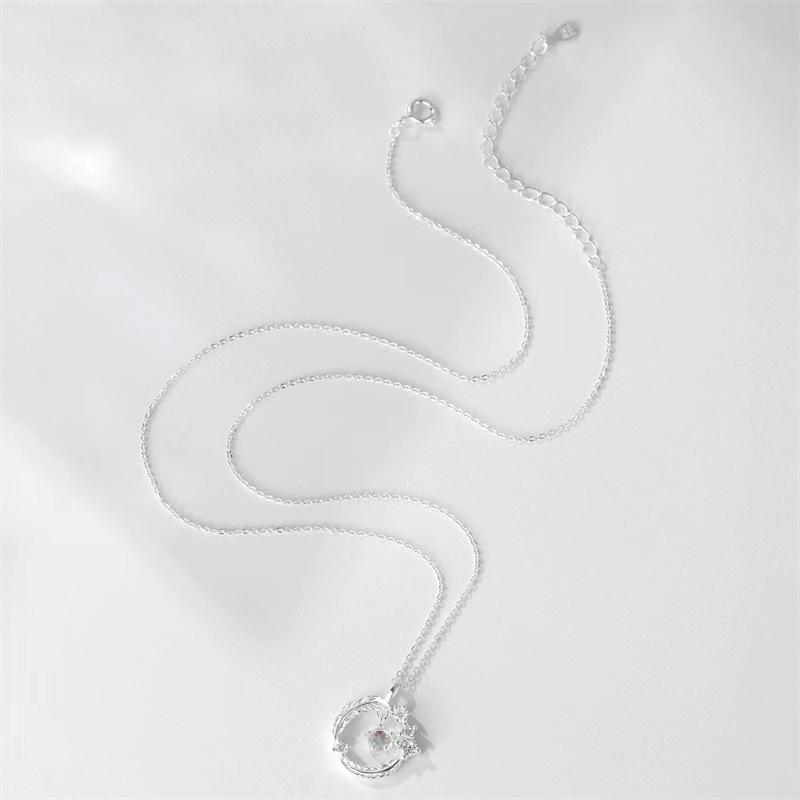 Moonstone Pendant Feather Necklace - Autumn Design for Women, Elegant & Trendy Fairy Jewelry