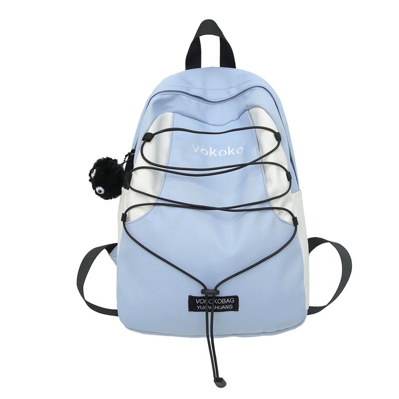 

Жіночий дорожній рюкзак кольорових блоків. Чоловічий маленький шкільний рюкзак для альпінізму світло-синій колір