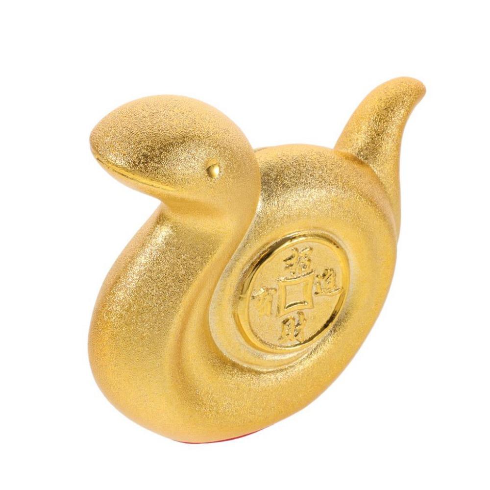 Cute Golden Snake Piggy Bank Unique Desktop Animal Jar Funny Snake Year Ornaments  Collection