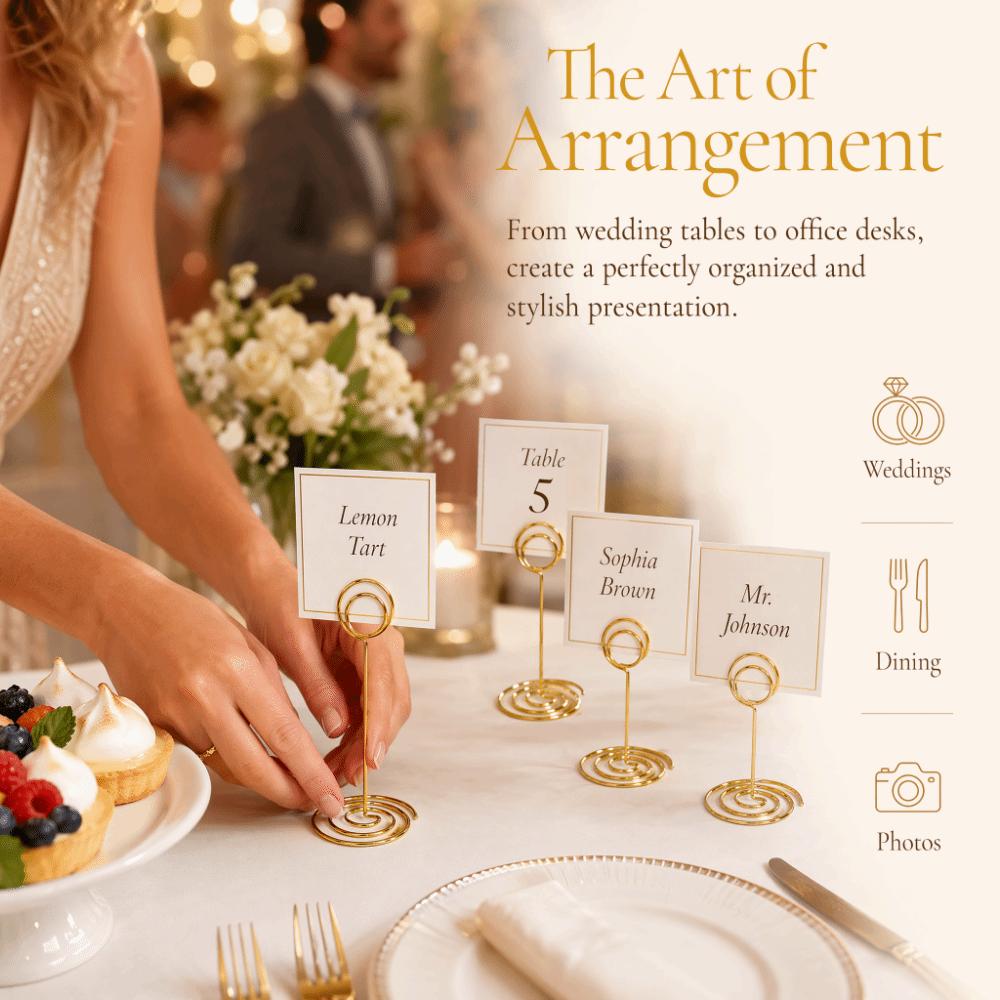10pcs Golden Gold Plating Wedding Place Card Holder  Dining Table Menu Placement