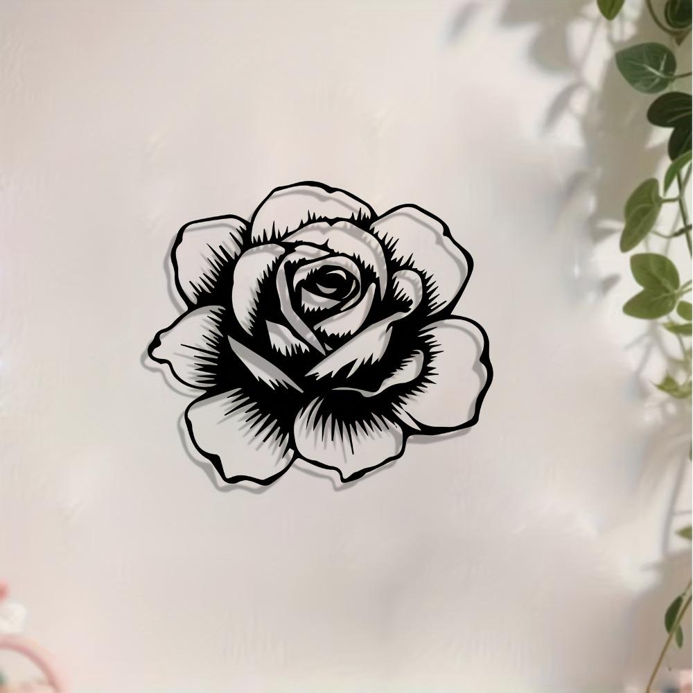 1pc Rose Metal Wall Art, Romantic Rose Sculpture Mural, Valentine Gift, Wedding Decor, Rustproof Wall Decor for Bedroom, Garden Fence