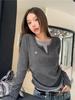 2025 Women's Korean Style Slim-Fit Long-Sleeve Round Neck Two-Piece Look Top for Spring/Autumn