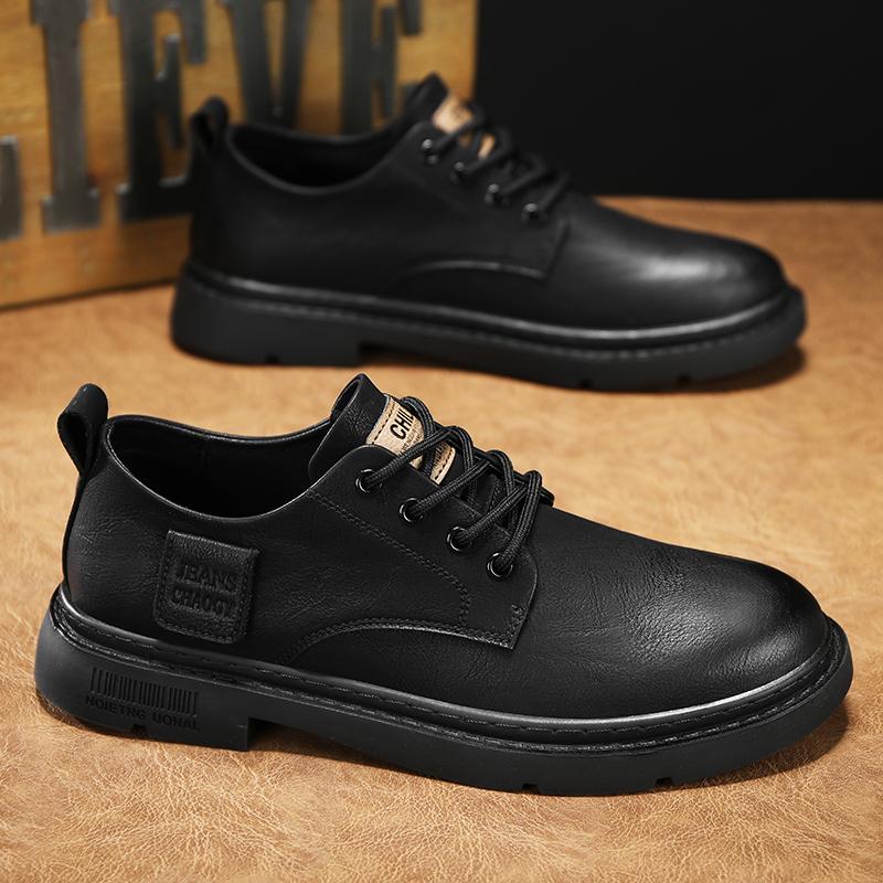 Fashion Men Formal Casual Shoes Students Thick Bottom Lace Up Round Head Non-slip Comfortable Business Outdoor All-match Mens Shoes
