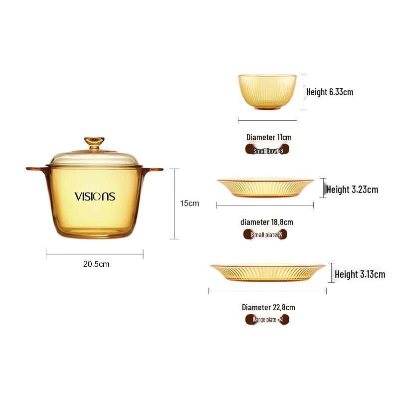 Corning JINGCAI Life 16-Piece Transparent Glass Cookware Set