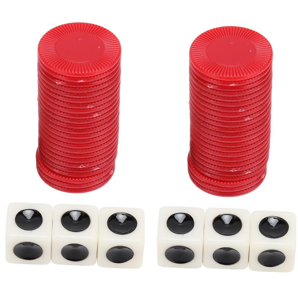 2 Sets Left Right Center Dice Game 16mm With 3 Dices 24 Chips for Family Nights Friends Gatherings Games Parties Red