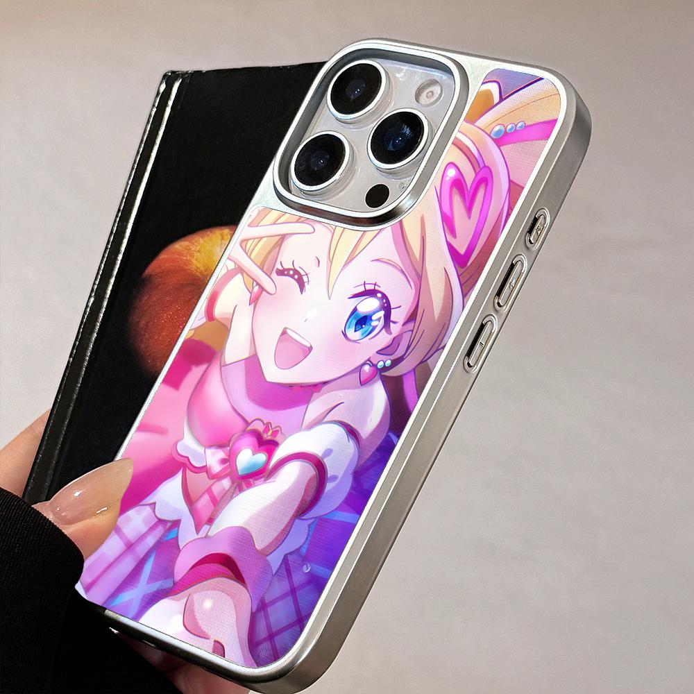 Sakura Uta Cure Idol Silver Plating Mobile Phone Case for iPhone 17 16 15 14 13 12 11 Air Pro Max Plus Colorful Cover