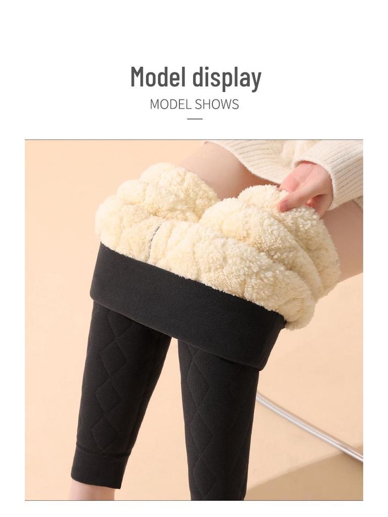 Extra Thick Fleece-Lined Lambswool Leggings for Women - Autumn/Winter, Plus Size, Northeast Warmth, Cotton Pants