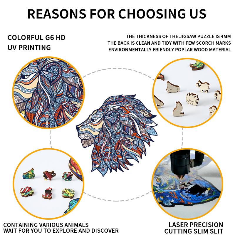 Jigsaw Wooden PuzzleI Rregular Shape Wooden Animal Puzzle Popular Animal Board Group Toys Children Adult Puzzle Game Toys