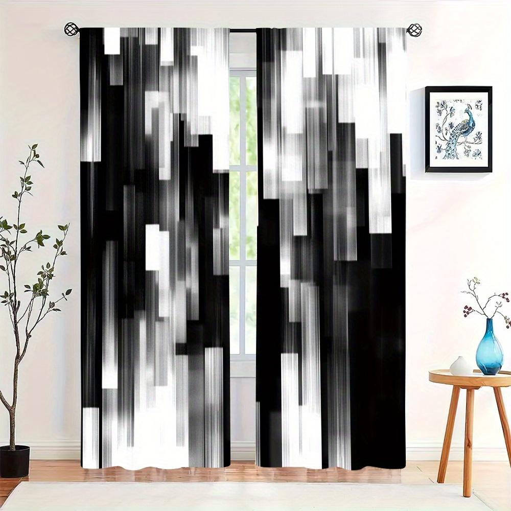 2pcs Set Abstract Modern Art Curtains - Rod Pocket Design for Easy Hanging, Perfect for Bedroom, Living Room & Home Decor