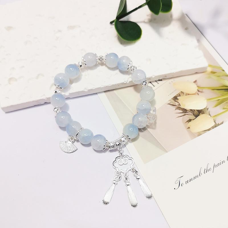 Glückswolke Farbverlauf Quaste Perlenarmband – Eleganter Sommer Damenschmuck im chinesischen Stil