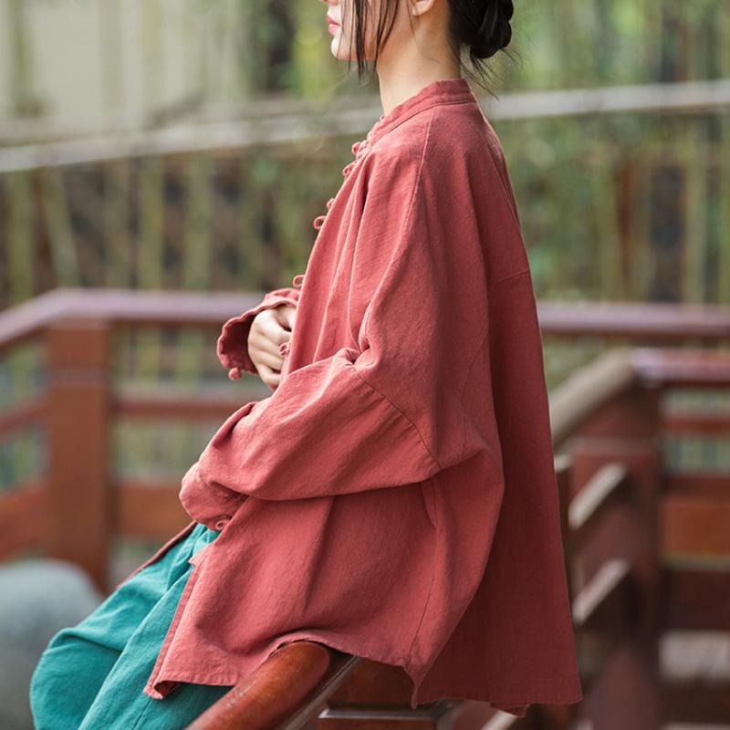 Women Chinese Traditional Tang Suit Linen Zen Tea Hanfu Women Tai Chi Kung Fu Tops Vintage Cotton Womens Clothing