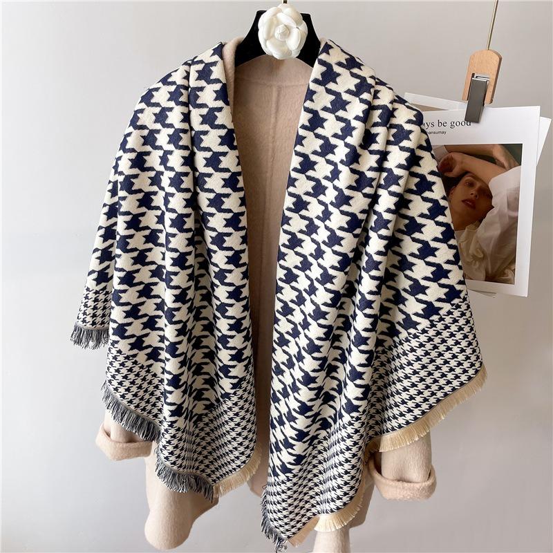Thousand Birds Plaid Scarf Winter Warm Thickened Shawl x125m Square Scarf Imitation Cashmere Scarf New