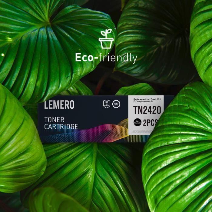 2 LEMERO Compatible Brother TN-2420 TN2420 TN2410 Cartouches de toner [avec puce] pour HL-L2310D HL-L2350DN HL-L2370DN HL-L2375DW