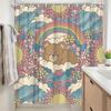 Cute Bear with Rainbow and Flowers Shower Curtain - Water-Resistant, Easy To Clean, Adds a Sweet and Colorful Touch