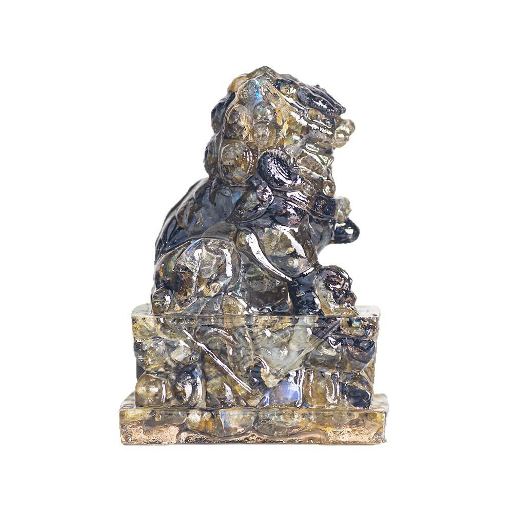 Resin Filled Natural Quartz Lion Figurine With Elegant Home Decor Gift For Adults