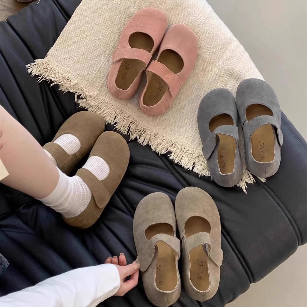 Scarpe Boken con plateau borsa da donna testa di pelle mezze pantofole abbigliamento esterno da donna 2025 nuova primavera Mary Jane a un pedale scarpe singole
