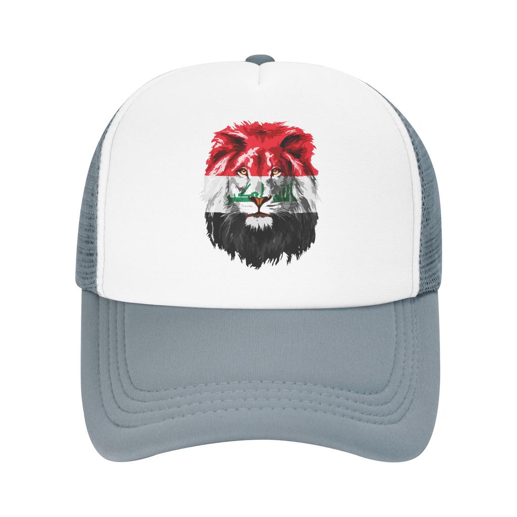 Iraqi Flag Iraq Pride Lion Face Iraq Flag Mesh Baseball Caps Unisex Women Outdoor Sun Hat  Dad Hat Breathable Summer Trucker Hats