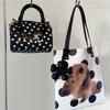 Ins Cute Dachshund Puppy Tote Bag Women Polka Dot Print PU Leather Large Capacity Shoulder Bag Ladies Durable Daily Shopping Bag
