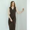 Kelly Donahue Natural Linen Lace Dress Brown