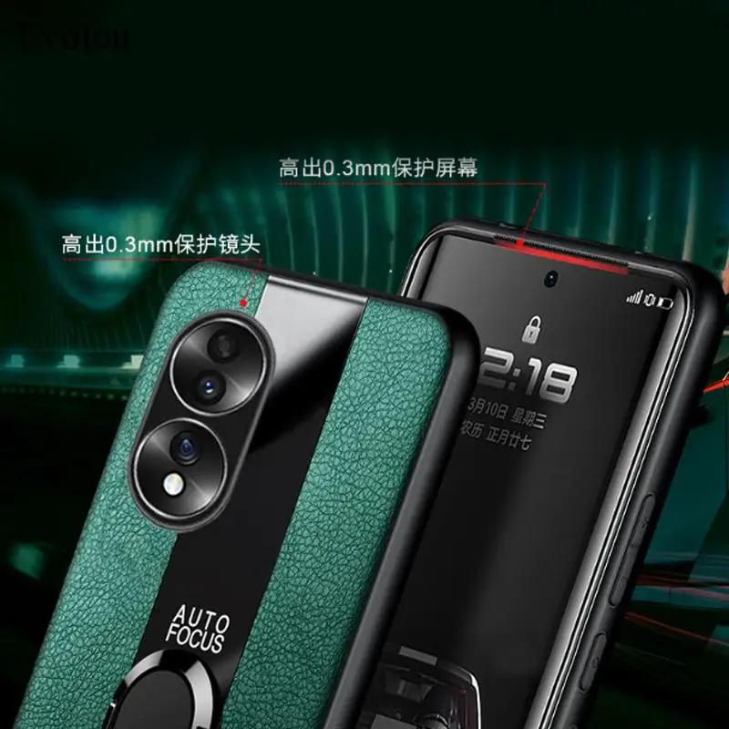 Plexiglas PU-Leder Hülle Für Huawei Honor 70 lite 5G 60 50 SE 90 80 200 Smart Magnetischer Metallring Halter stoßfest Weiche Abdeckung