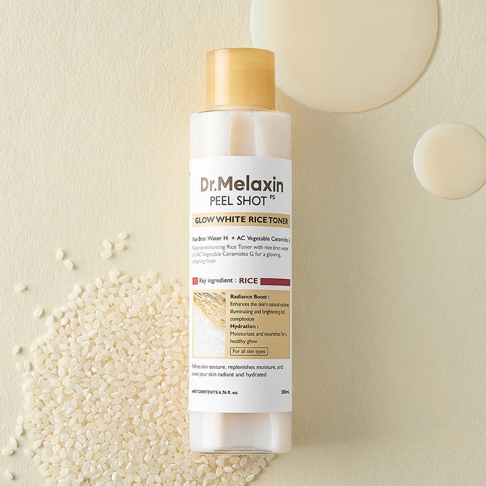 Dr. Melaxin Skin Care - White & Black Rice Exfoliating Hydrating Essence, Pore Shrinking, B12 Cream, Eyecream, Kojic Acid Spray