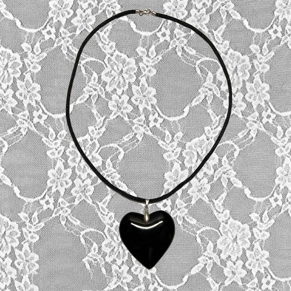 Fashion Hip-hop Pink Glass Crystal Heart-shaped Pendant Black Rope Necklace for Women Carnival Party Collar Chain Jewelry Gifts